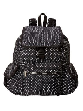 LeSportsac Voyager Backpack | Jet Set Pin Dot | Black White Polka Dot Travel Bag